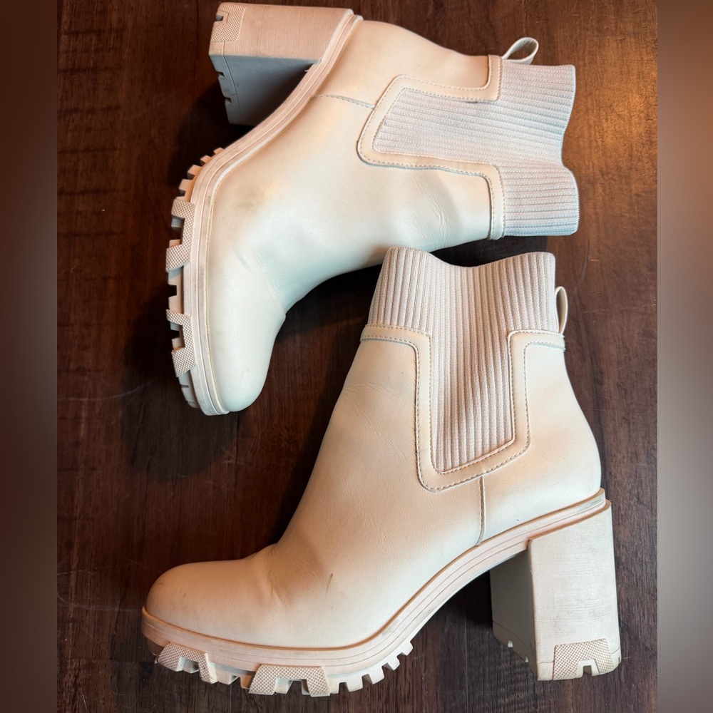Mix No. 6 Cream Heeled Ankle Boots